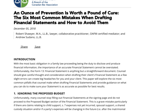 An Ounce of Prevention Is Worth a Pound of Cure: The Six Most Common Mistakes When Drafting Financial Statements and How to Avoid Them
